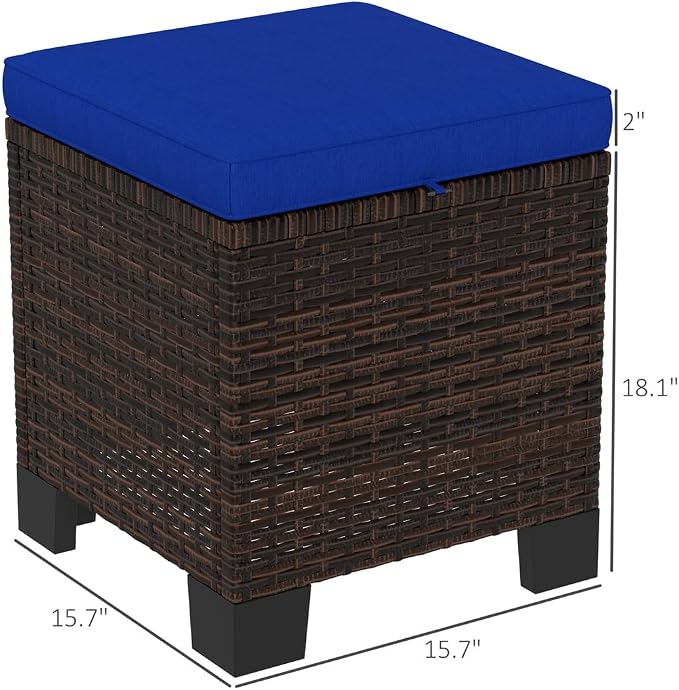 SSLine Outdoor Rattan Ottoman Set, 15.7W x 15.7D x 18.1H inches, All Weather - Image 2