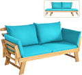 Tangkula Convertible Acacia Wood Patio Couch Sofa Bed by TANGKULA