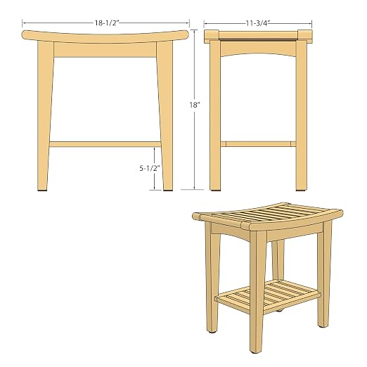 Kasa Solid Teak Indoor Outdoor Shower/Bath/Spa Stool Bench - Image 7