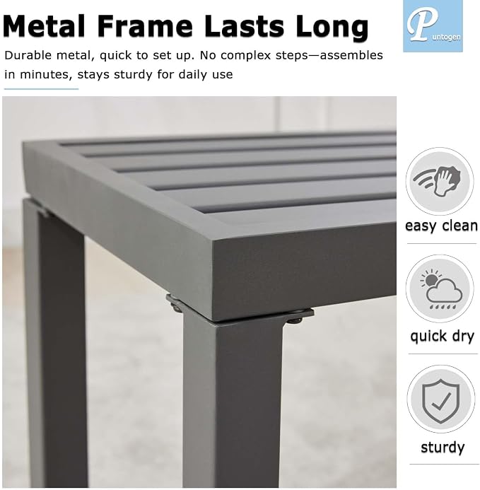 Outdoor Metal Backless Bench Set of 2, All Wheather Outdoor Bench - Image 4