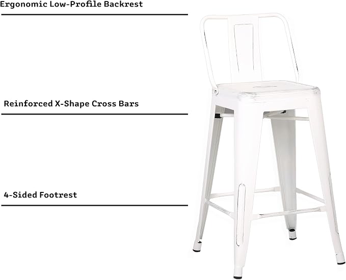 AC Pacific 24” Metal Barstool Set of 2 – Country Rustic Style - Image 5