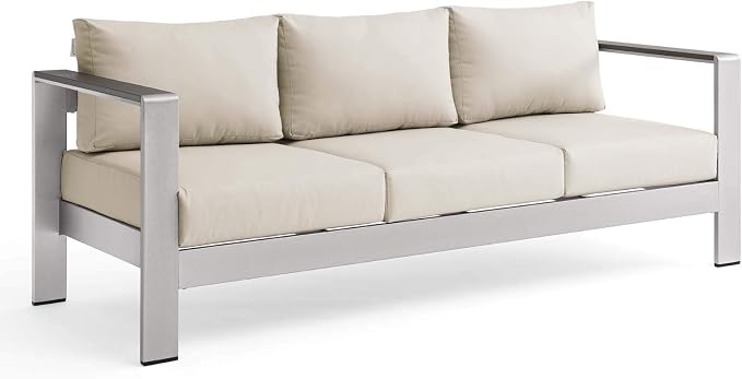 Modway Shore Aluminum Metal Outdoor Patio Sofa - Image 3