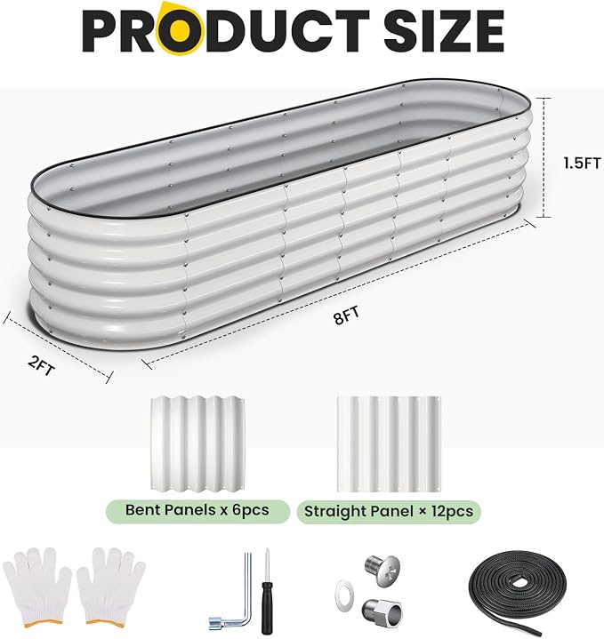 Galvanized Raised Garden Bed 8x2x1.5 FT, Oval Metal Raised Garden Bed Outdoor - Image 5