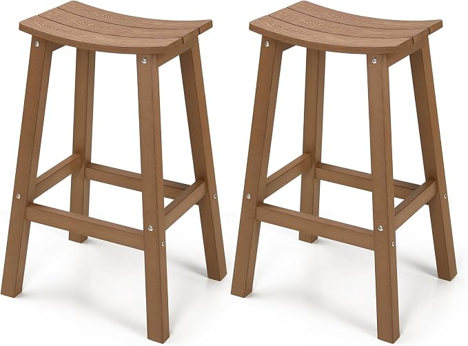All-Weather Bar Stools Set of 2, Looks Like Real Wood, by Stoog