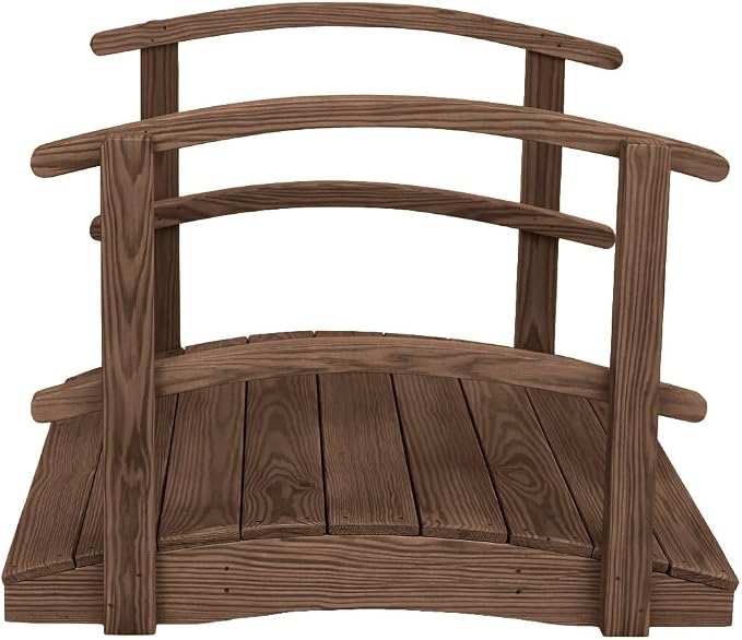 4 FT Walnut Amish Made Garden Bridge - Image 5