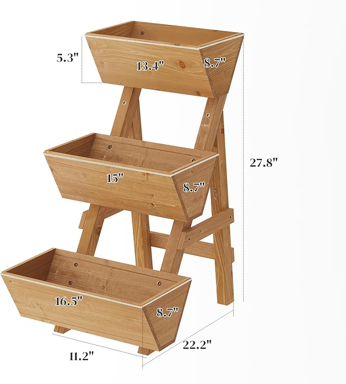 3-Tier Wooden Vertical Raised Garden Bed - Image 2