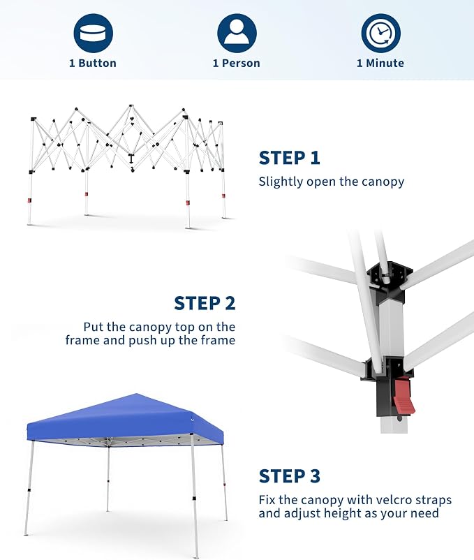 Canopy Tent, GarveeLife 10X10 FT Pop Up Canopy Outdoor Instant Tent Slant Legs - Image 3