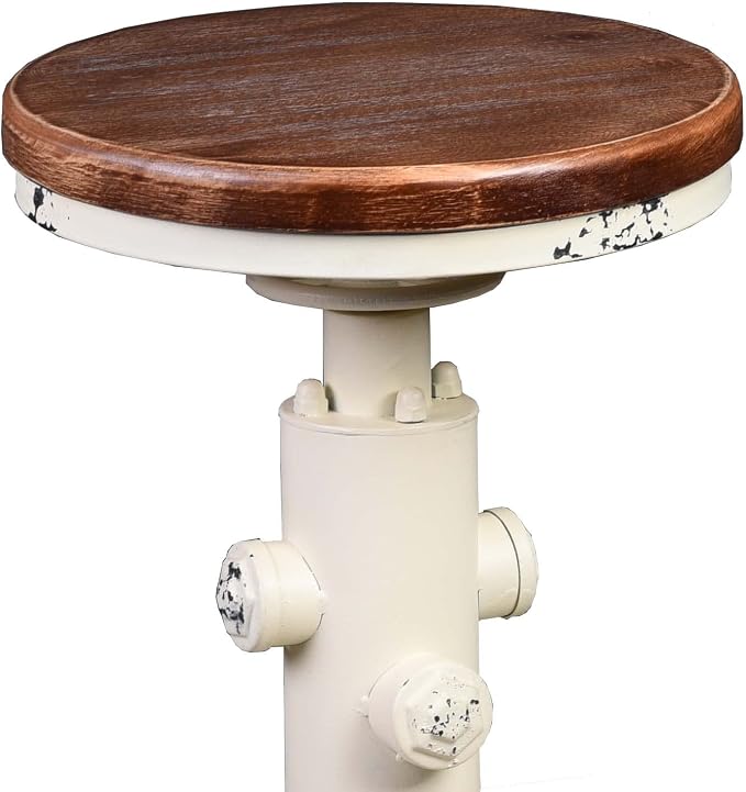 Topower Aged Antique Vintage Industrial Barstool Solid Wood Water Pipe Fire - Image 4