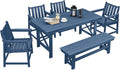 HDPE Outdoor Dining Set of 6, Patio Dining Table Set by SeeHill