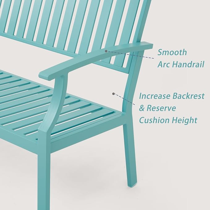 Outdoor Bench Weatherproof Aluminum Patio Garden Bench, Patio Loveseat - Image 4