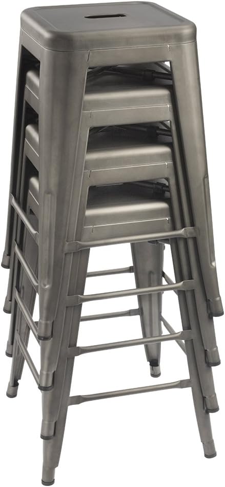 Devoko Metal Bar Stools 24" Indoor Outdoor Stackable Barstools Modern Style - Image 4
