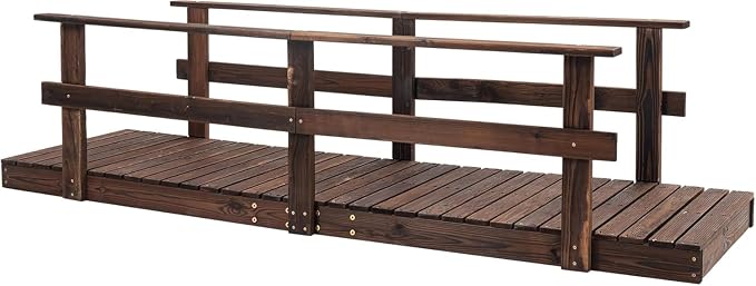 7 ft Pine Wood Garden Bridge - Image 9
