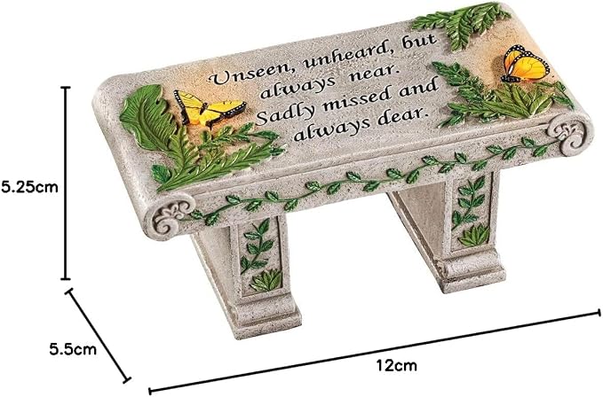 Collections Etc Solar Powered LED Outdoor Garden Memorial Bench - Image 3