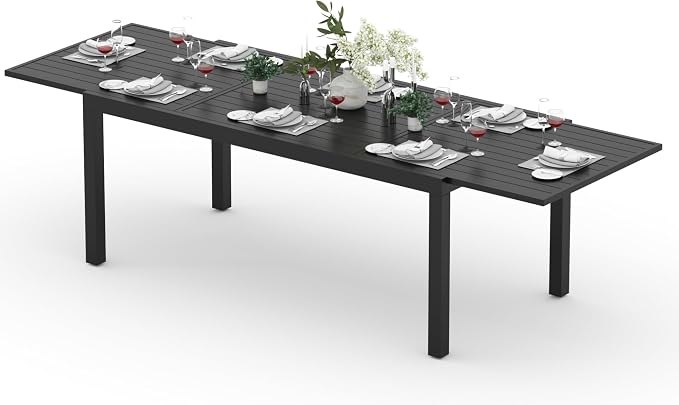 Outdoor Expandable Dining Table 71"-106" Aluminum Patio Dinner Table by PIZZELLO