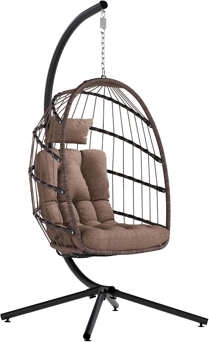 SWITTE Egg Chair Outdoor with Stand, Indoor Wicker Hanging Egg Swing Chair with by SWITTE