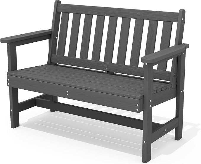 SERWALL Outdoor Bench, HDPE Outdoor Benches Weatherproof, 2-Person Garden Bench by SERWALL