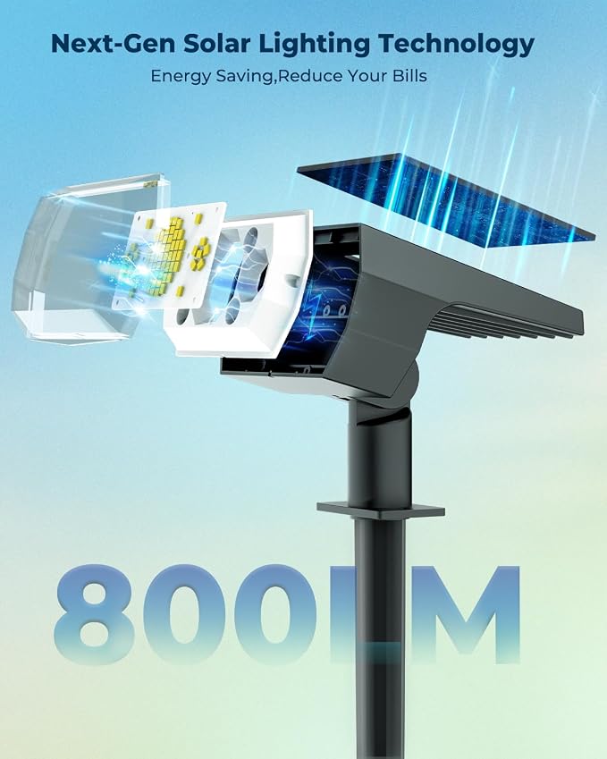 6 Packs Solar Spot Lights Outdoor, 64 LED 6500K Solar Lights Outdoor, IP67 - Image 5