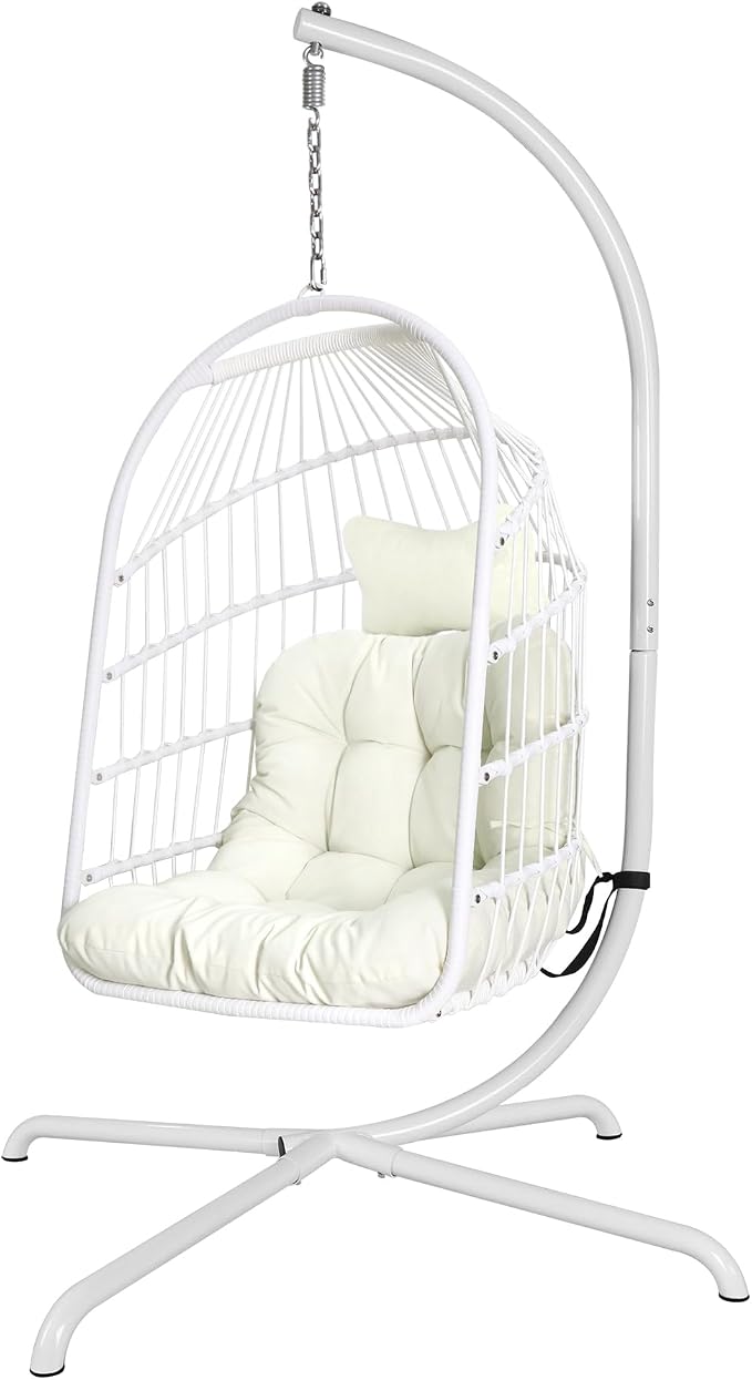 Chihee Egg Chair with Ultra Strong Stand and Cushion Foldable Wicker Rattan by Chihee
