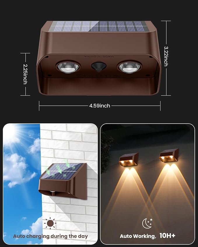 Brighter Solar Fence Lights-3000/4000/6000K 3 Mode, Solar Lights Outdoor - Image 4