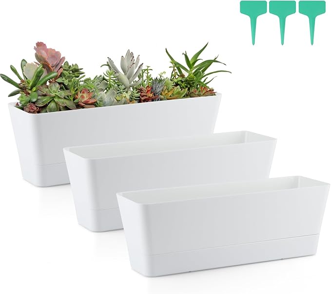 Skelang 3 Pcs Rectangular Plant Pot, Windowsill Container by Skelang