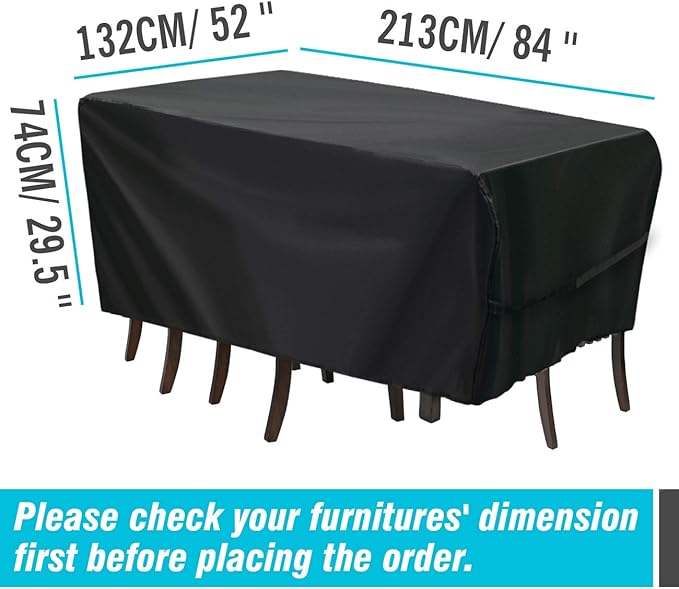 Velway Patio Table Cover Rectangle Waterproof Patio Furniture Cover - Image 3