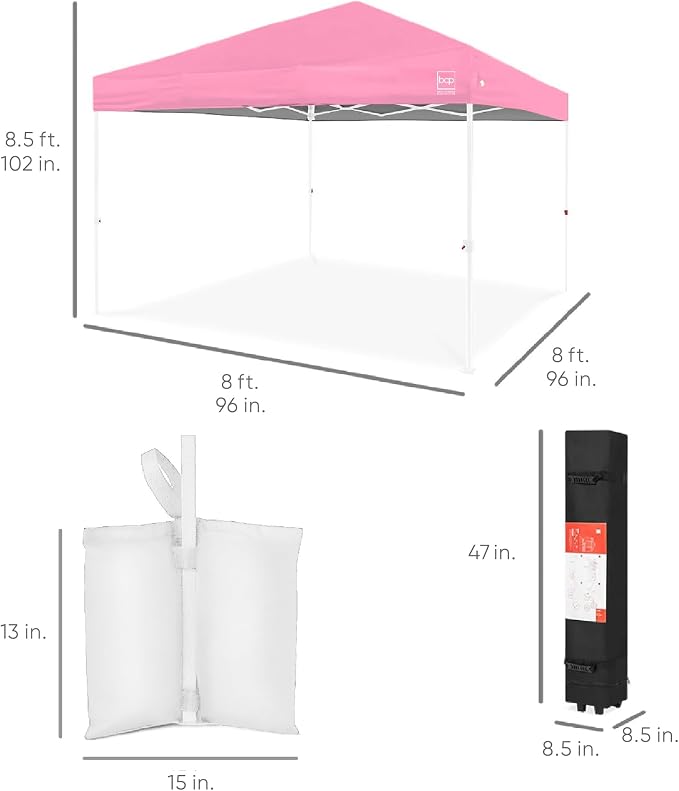 Best Choice Products 8x8ft Pop Up Canopy Tent, Outdoor Shade, 1 Person 1 Minute - Image 8