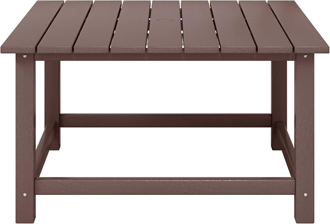 WestinTrends Malibu Low Outdoor HDPE Square Patio Coffee Table, Dark Brown - Image 3