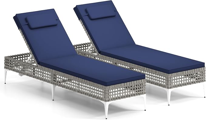 Tangkula Patio Chaise Lounge Chair, PE Wicker Reclining Sun Lounger by TANGKULA