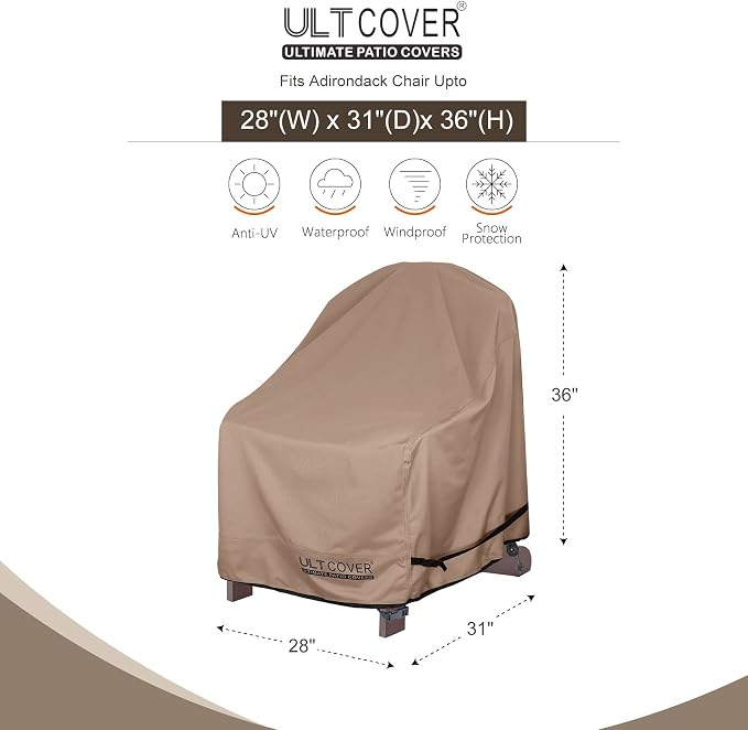 ULTCOVER Waterproof Patio Adirondack Chair Cover 2 Pack - Image 2