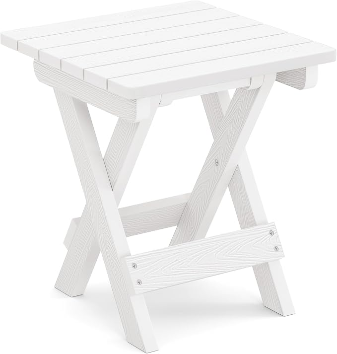 LUE BONA Small Outdoor Folding Side Table, HDPS Outside End Table - Image 7