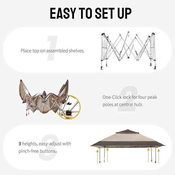 CROWN SHADES 13x13 Pop Up Gazebo, Canopy Tent, Gazebos on Clearance - Image 4