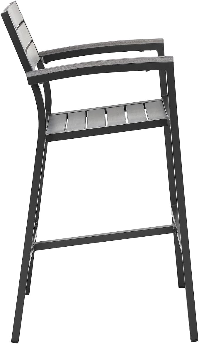 Modway Maine Aluminum Outdoor Patio Two Bar Stools in Brown Gray - Image 3