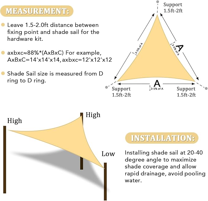 Shade&Beyond Shade Sail 14'X14'X14' Triangle Sand Breathable UV Block Outdoor - Image 7