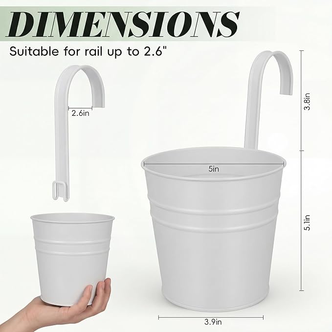 HowRU Hanging Flower Pots, Railing Planter Box - Image 2