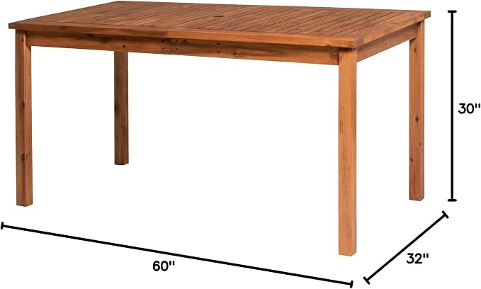 Walker Edison Dominica Contemporary Slatted Outdoor Dining Table, 34 Inch - Image 3