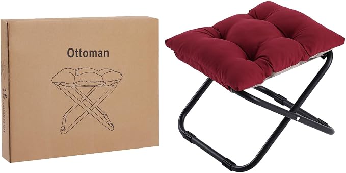 LITA Folding Footrest Stool, Portable Ottoman Foot Rest, Upholstered Small - Image 9