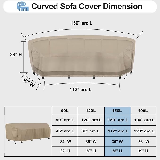 OutdoorLines Waterproof Curved Outdoor Sectional Cover - Image 2