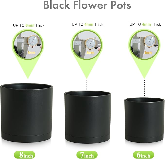 8/7/6 inch Plant Pots, 3 Set Cylinder Flower Pots - Image 6