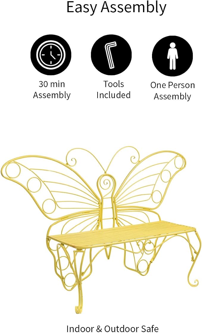 Plow & Hearth Weatherproof Butterfly Outdoor Bench | Holds Up to 300 lbs | - Image 8