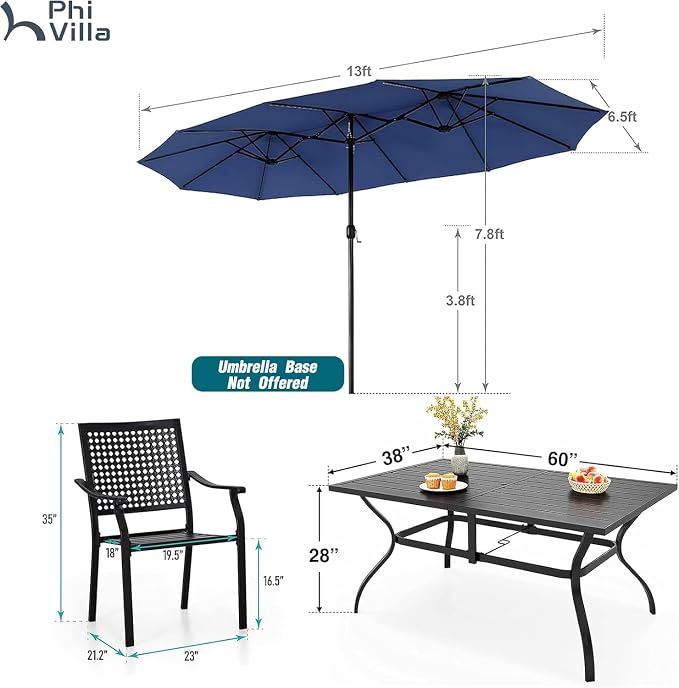 PHI VILLA 7 Pieces Outdoor Dining Set - Image 9