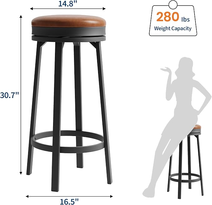 IDEALHOUSE 30'' Swivel Bar Stools Set of 4 - Image 2