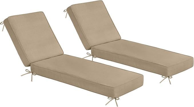 Sundale Outdoor Olefin Chaise Lounge Cushion Set of 2, Water-Resistant Patio by SundaleOutdoor