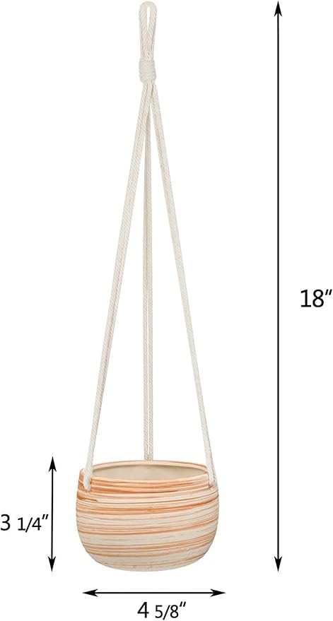 Mkono Ceramic Hanging Planter Macrame Plant Holder 5 Inch Cute Succulent Cactus - Image 4
