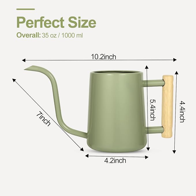 Watering Can Indoor Plants, 35 oz/1000 ml Metal Stainless Steel Watering Can Pot - Image 7