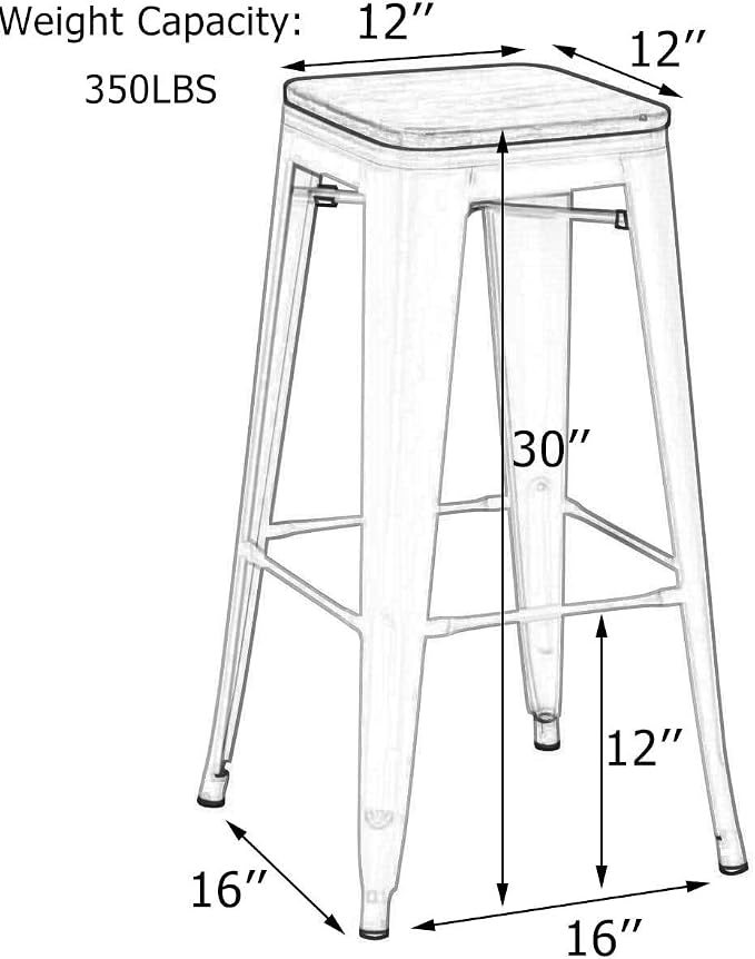 Andeworld Bar Stools Set of 4 Stackable Metal Bar Stools Industrial Bar Height - Image 2
