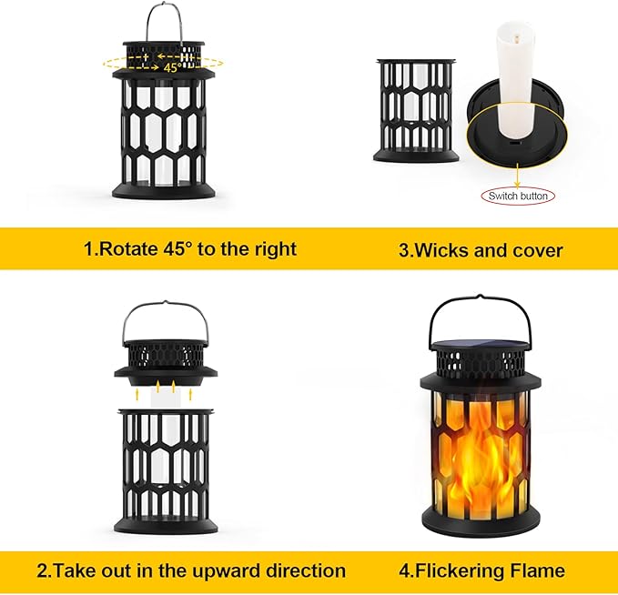 Solar Lights for Outside, Upgraded Solar Lanterns Flickering Flame Outdoor - Image 6