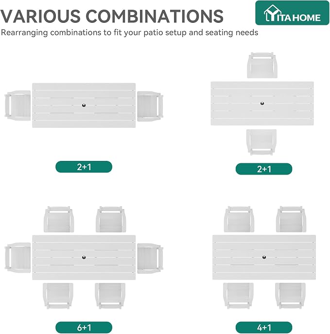 YITAHOME HDPE Chairs Set of 2, Sturdy Patio Chair w/Max Bearing 330 LBS - Image 7