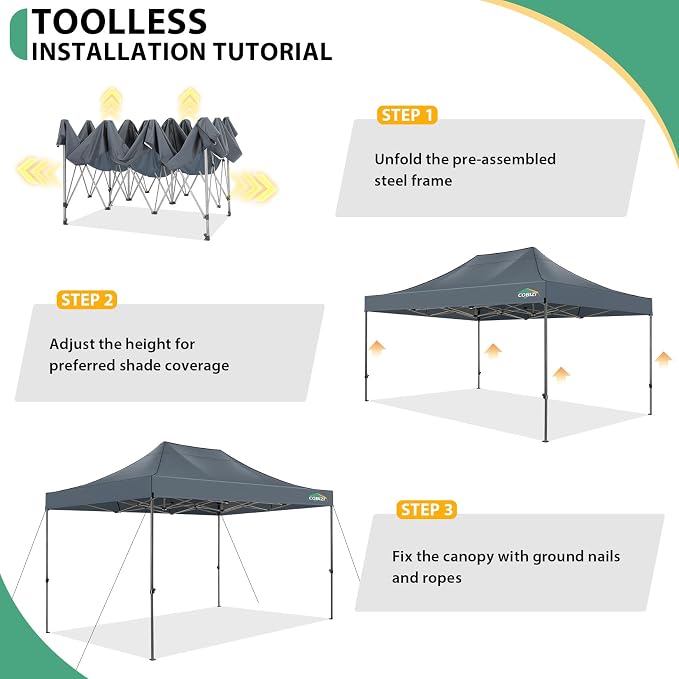 COBIZI 10x15 Heavy Duty Pop Up Canopy Tent - Image 7