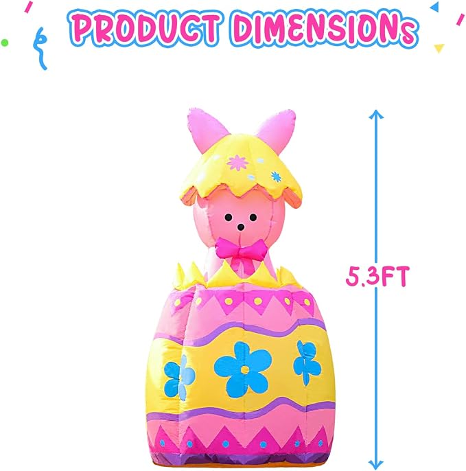 Domkom Up & Down 5.3FT Tall Easter Inflatable Bunny Outdoor Decorations - Image 5