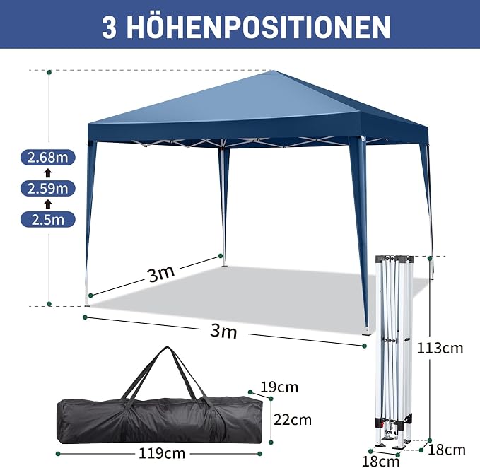 Outvita 10x10ft Ez Pop Up Canopy, Portable Instant Canopy Tent - Image 2